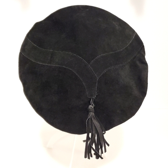 Suede Beret in Black with Tassel - Picture 1 of 10